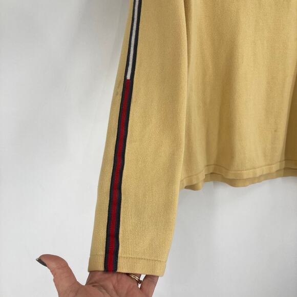 Vintage Y2K Tommy Hilfiger Yellow Crop Boxy Long Sleeve Shirt Medium - Picture 7 of 12